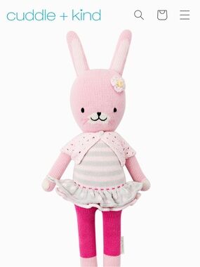 Cuddle+Kind Chloe Bunny Pink Knit Bunny Doll Plush Toy with Dress